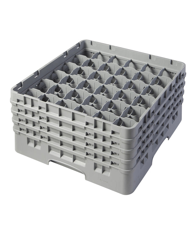 Giá đựng ly 36 ngăn màu xám nhạt Cambro Camrack 36S800151 cỡ đầy đủ cao 21,6 cm kèm 4 ngăn nối