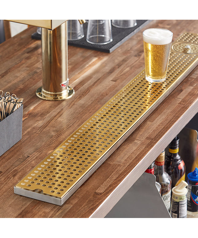 Khay hứng bia mạ vàng PVD Regency gắn mặt bàn có vòi rửa 114 x 13 cm