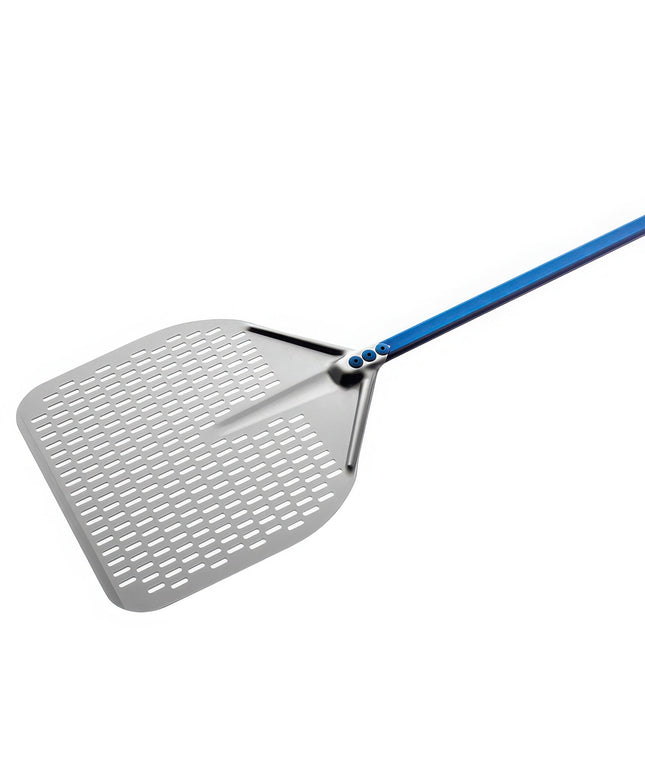 Xẻng pizza vuông đục lỗ nhôm anod hóa GI Metal Azzurra 41 cm với cán 150 cm A-41RF