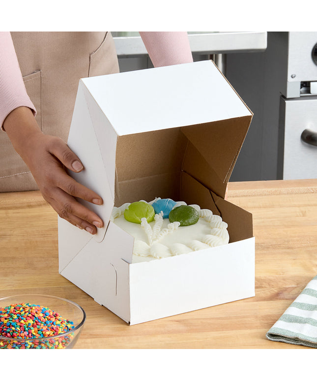 Hộp bánh kem tự bung màu trắng Baker's Lane 20 x 20 x 12 cm - Thùng 100 cái