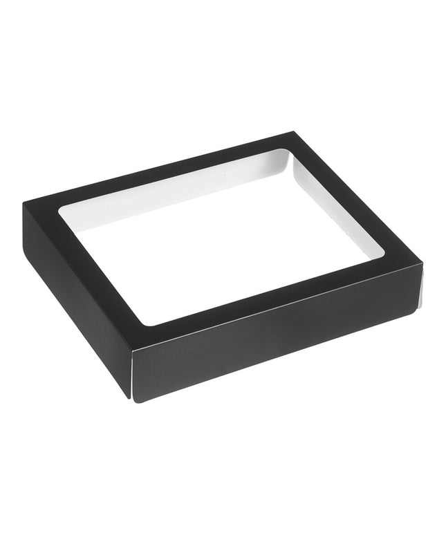 Nắp khay gastro giấy bồi đen Solia cỡ 1/2 có cửa sổ 32,1 x 26 cm - Thùng 250 cái