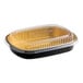 Khay entrée / mang đi thành trơn đen viền vàng Durable Packaging 9553-PT-50 kèm nắp vòm 1,9 lít - Thùng 50 cái