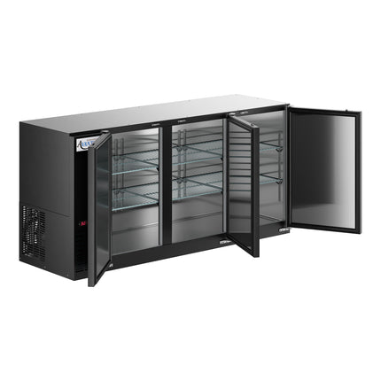 Tủ mát dưới quầy bar cửa đặc hẹp màu đen Avantco UBB-72-GT 185 cm với mặt mạ kẽm và đèn LED