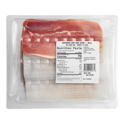 Jamon Serrano ủ khô cắt lát Don Juan 454 g - Thùng 6 gói