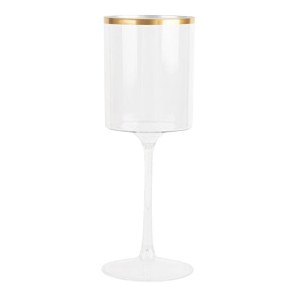 Ly dùng một lần Posh Setting 414 ml trong suốt nhựa Wine Goblet Gold Rim - Thùng 60 cái