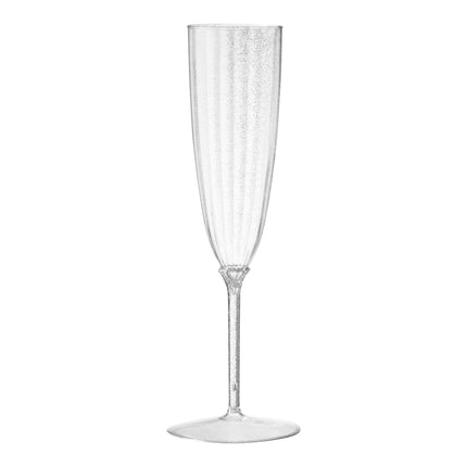 Ly champagne nhựa Posh Setting 177 ml kim tuyến bạc liền khối - Thùng 96 cái