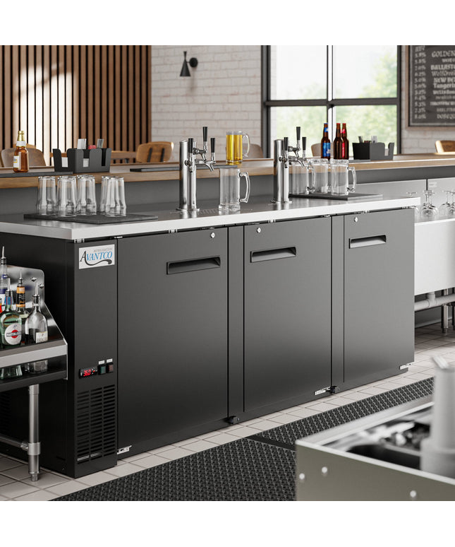 Tủ bia keg 6 vòi Avantco UDD-4-HC đen, chứa 3 keg 1/2