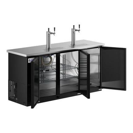 Tủ bia tươi 2 vòi kép Avantco UDD-72-HC 185 cm, đen, chứa 3 keg 1/2 thùng