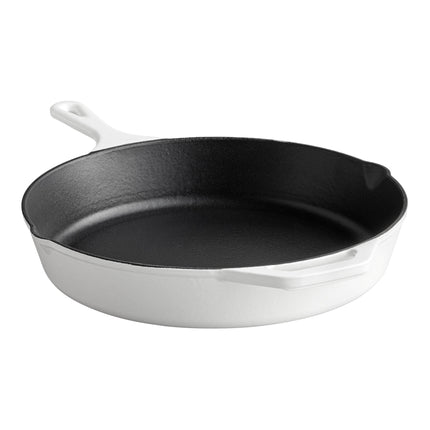 Chảo gang tráng men Valor màu trắng bắc cực 30 cm, có tay cầm phụ