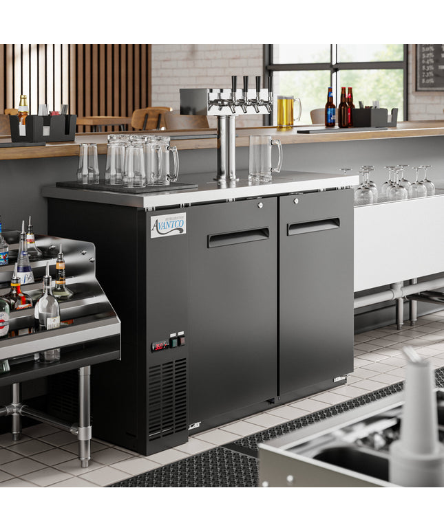 Tủ bia 4 vòi Avantco UDD-48-HC màu đen, sức chứa 2 keg 1/2