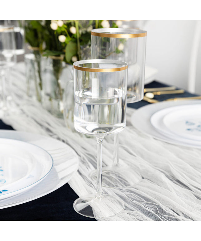 Ly rượu vang nhựa Posh Setting trong suốt 266 ml viền vàng - Thùng 60 cái