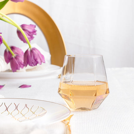 Ly rượu vang nhựa không chân kiểu kim cương Posh Setting 355 ml trong suốt - Thùng 48 cái