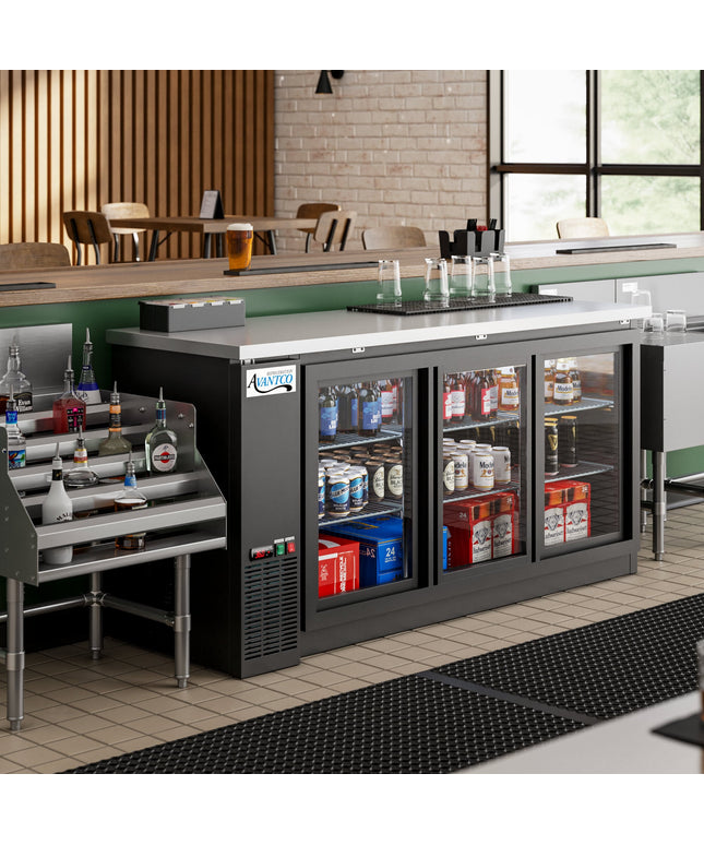 Tủ mát quầy bar Avantco UBB-72S-HC 185 cm cửa kính lùa hẹp đen đèn LED