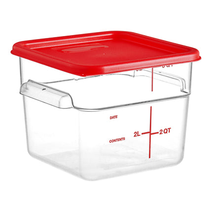 Hộp đựng thực phẩm nhựa polycarbonate vuông trong suốt kèm nắp đỏ Vigor 5,7 lít - Bộ 6 cái