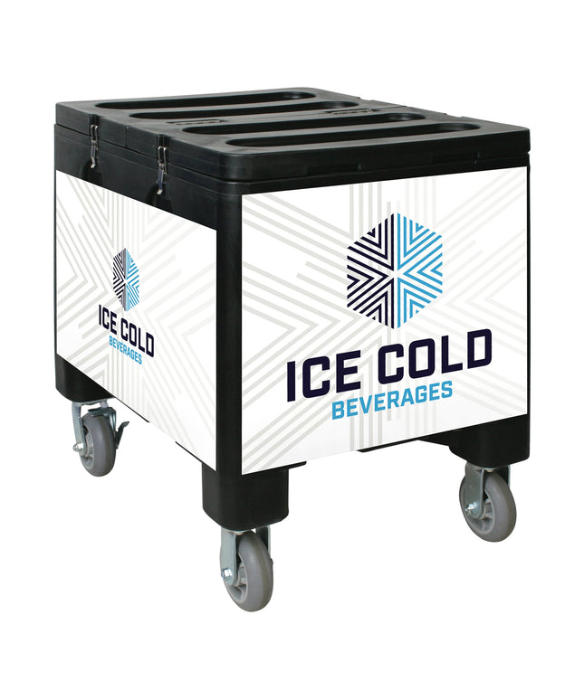 Thùng đá di động IRP 3101491 đen đá Caddy 90,7 kg Mobile thùng đá / Beverage Merchandiser đá Cold Beverages Graphic