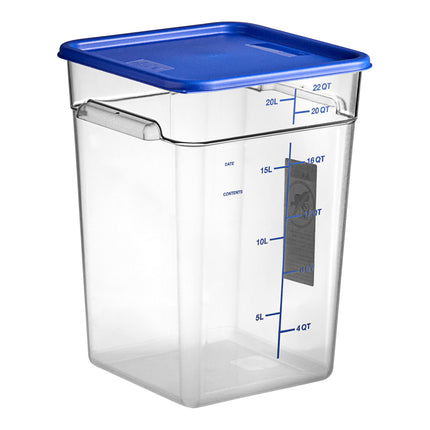 Hộp đựng thực phẩm nhựa polycarbonate vuông trong suốt kèm nắp xanh dương Vigor 20,8 lít - Bộ 6 cái