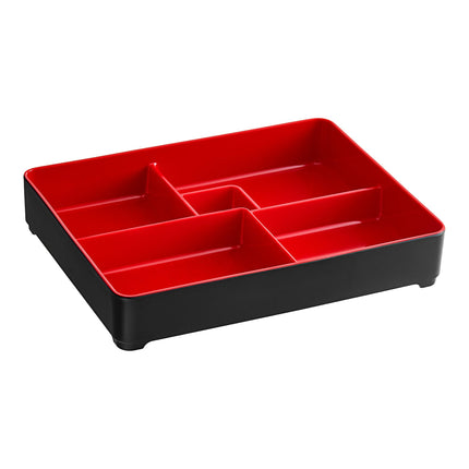 Hộp bento melamine hai tông màu Elite Global Solutions JW11852T Karma đen và đỏ 27,3 x 21,3 cm