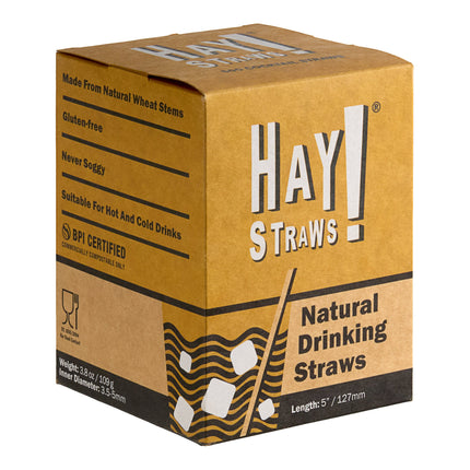 Ống hút cocktail lúa mì phân hủy sinh học HAY! Straws 13 cm màu tự nhiên - Thùng 3.000 cái