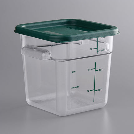 Hộp đựng thực phẩm nhựa polycarbonate vuông trong suốt kèm nắp xanh lá Vigor 3,8 lít - Bộ 6 cái