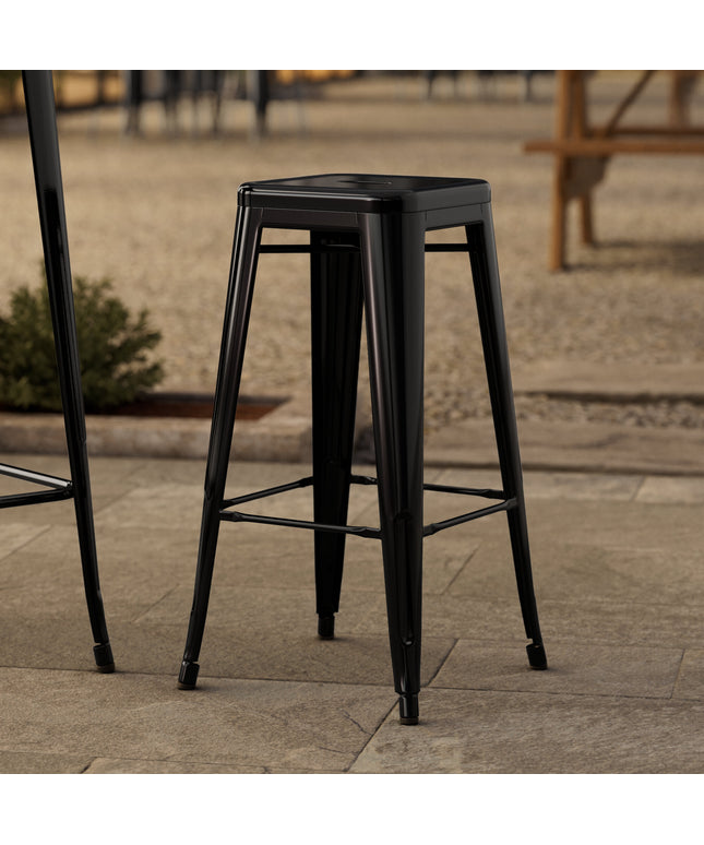 Ghế bar không lưng ngoài trời hợp kim đen Lancaster Table & Seating Alloy Onyx