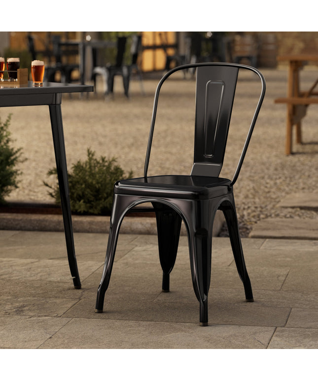 Ghế cafe ngoài trời kim loại đen Lancaster Table & Seating Alloy Onyx