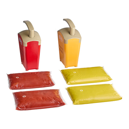 Bình phân phối Heinz Keystone nhựa đỏ và vàng đặt bàn 5,7 lít kèm túi tương cà và mù tạt Heinz