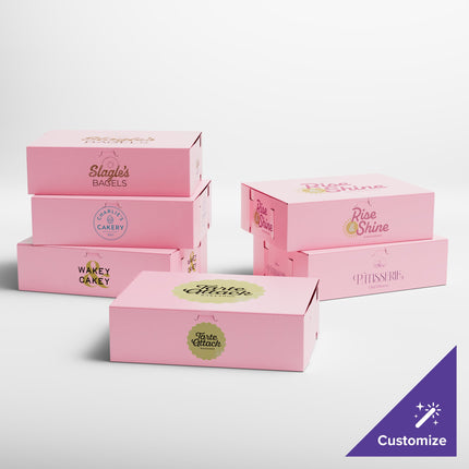 Hộp bánh in tùy chỉnh hồng 35,6 x 25,4 x 10,2 cm - Gói 10 cái