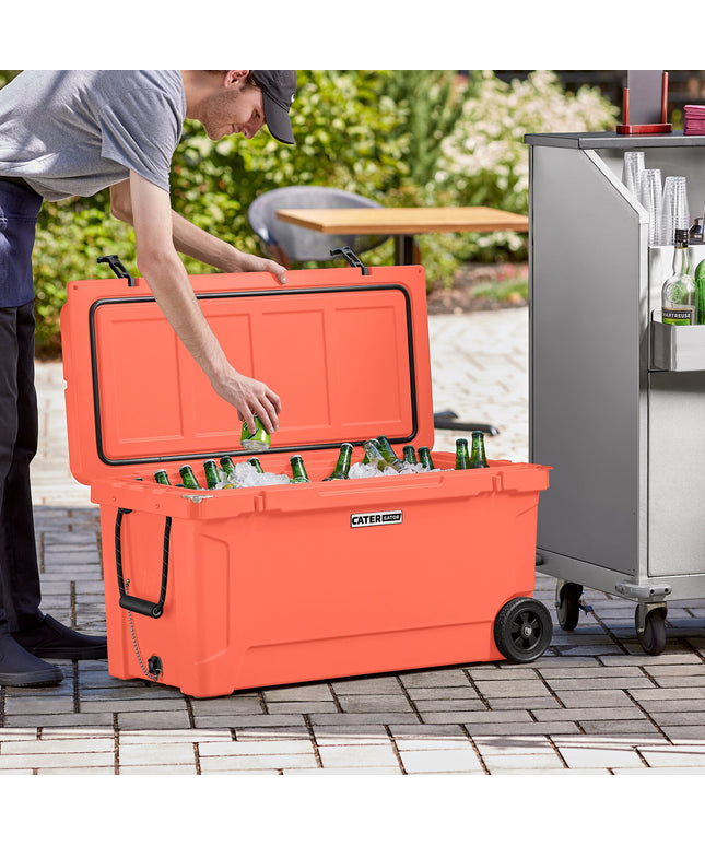 Thùng đá/thùng lạnh ngoài trời di động đúc quay màu san hô CaterGator CG100CLW 104 lít