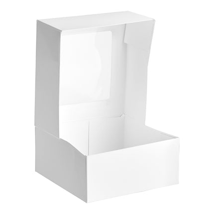 Hộp bánh kem/bánh ngọt cửa sổ tự bung màu trắng Baker's Lane 23 x 23 x 10 cm - Gói 10 cái