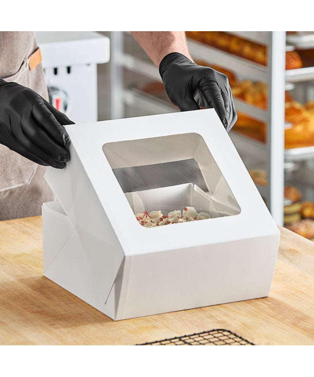 Hộp bánh kem/bánh ngọt cửa sổ tự bung màu trắng Baker's Lane 23 x 23 x 10 cm - Gói 10 cái