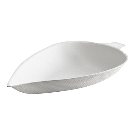 Đĩa khai vị hình lá sợi thực vật phân hủy màu trắng EcoChoice 10 cm - Thùng 200 cái