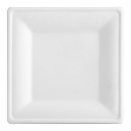 Đĩa vuông sợi thực vật phân hủy EcoChoice trắng 25 x 25 cm - Thùng 300 cái