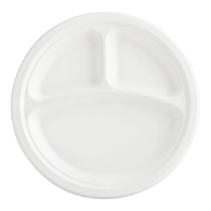 Đồ dùng ăn uống thân thiện môi trường EcoChoice 22,9 cm phân hủy sinh học trắng sợi thực vật sợi thực vật đĩa 3 ngăn - T
