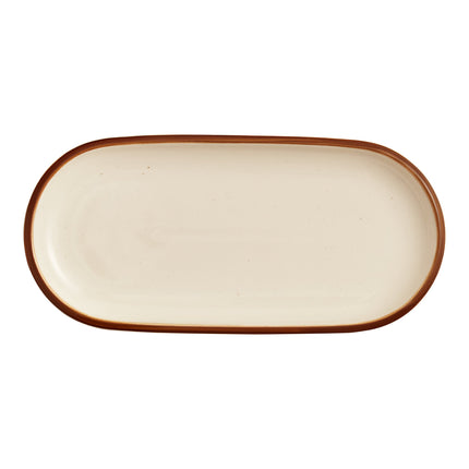 Đĩa sứ bầu dục Acopa Keystone màu vani 31,8 x 15,2 cm - Thùng 12 cái