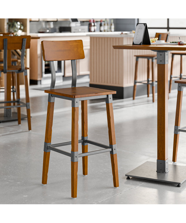 Ghế bar công nghiệp Lancaster Table & Seating hoàn thiện gỗ óc chó mộc