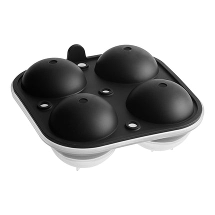 Khuôn đá kiểu Mỹ Metalcraft SMSR4 đen Silicone 4 ngăn 6,3 cm Sphere đá Mold nắp
