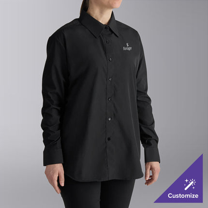 Áo sơ mi cài nút / Áo sơ mi poly-cotton màu đen Henry Segal size M