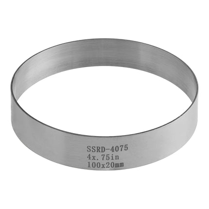 Khuôn vòng tart/vòng thực phẩm tròn thép không gỉ Fat Daddio's SSRD-4075 ProSeries 10,2 x 1,9 cm