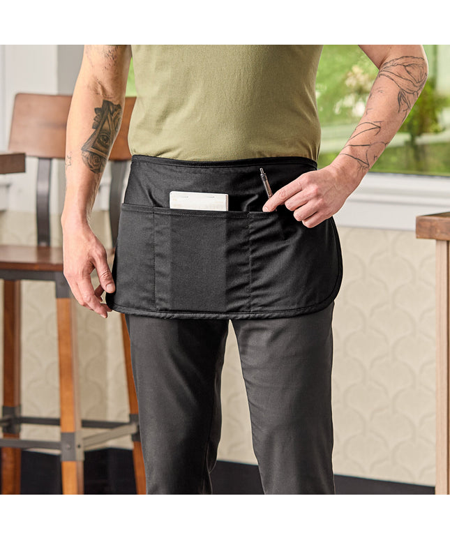 Tạp dề nửa thân vải poly-cotton mặc được 2 mặt có thể tùy chỉnh Chef Revival đen, 3 túi