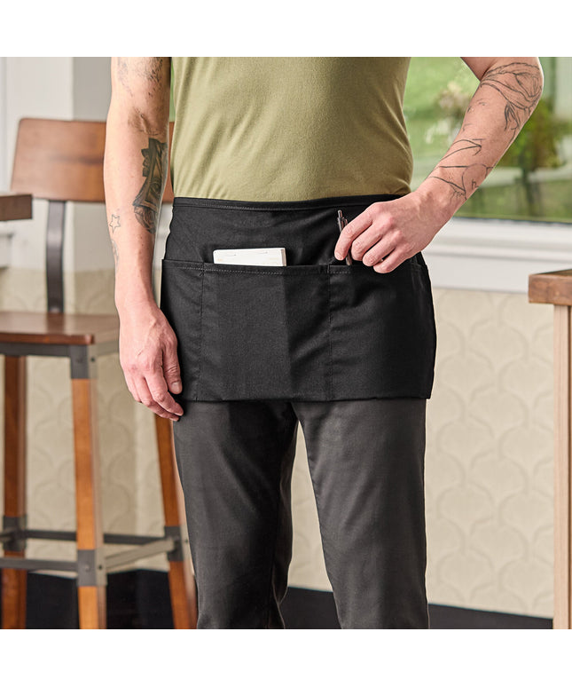 Tạp dề nửa thân vải poly-cotton có thể tùy chỉnh Chef Revival đen, 3 túi