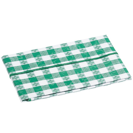 Khăn trải bàn vinyl họa tiết caro màu xanh lá mặt lót nỉ Choice 132,1 x 132,1 cm