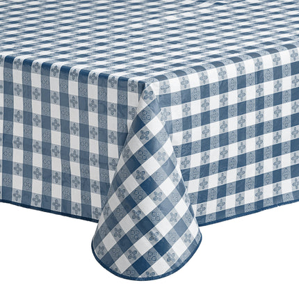 Khăn trải bàn vinyl họa tiết caro màu xanh navy mặt lót nỉ Choice 132,1 x 132,1 cm