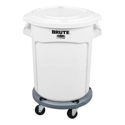 Thùng đựng nguyên liệu tròn di động Rubbermaid® BRUTE 76 lít / 320 cup màu trắng kèm nắp