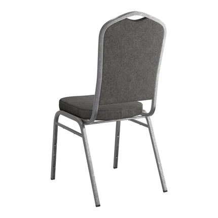 Ghế tiệc xếp chồng lưng vương miện Lancaster Table & Seating vải xám khung bạc