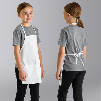 Tạp dề yếm trẻ em vải twill poly-cotton có thể tùy chỉnh Uncommon Chef 3009 trắng, 2 túi