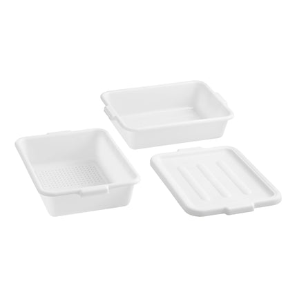 Bộ hộp lọc nước / ngâm dụng cụ nhựa polypropylene Choice 51 x 38 x 13 cm màu trắng