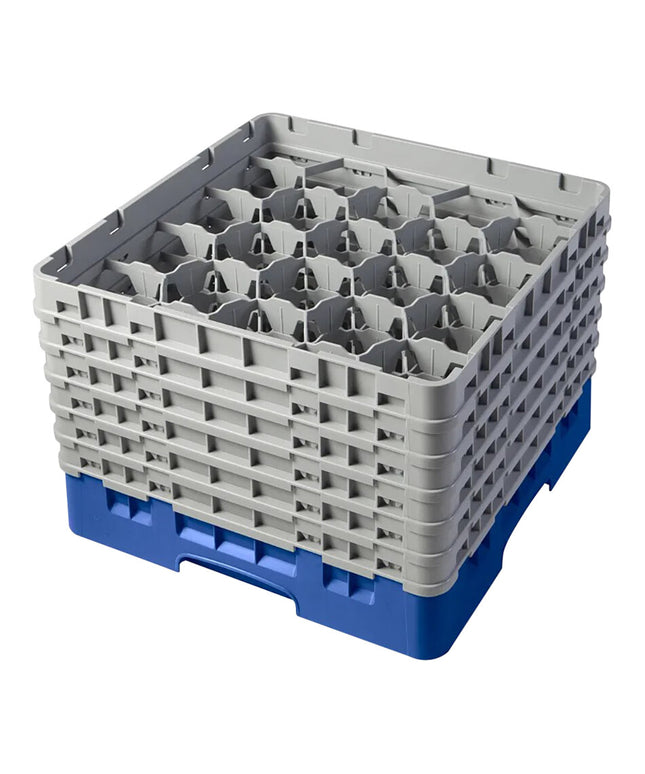 Giá đựng ly 20 ngăn màu xanh dương Cambro Camrack 20S1114168 cỡ đầy đủ cao 29,8 cm kèm 6 ngăn nối