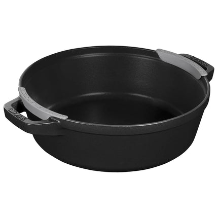(3 pieces) STAUB | Stackable Cast Iron Cocotte & Pan Set – Ø 24 cm - Black - Enamelled + Lid