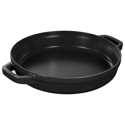 (3 pieces) STAUB | Stackable Cast Iron Cocotte & Pan Set – Ø 24 cm - Black - Enamelled + Lid