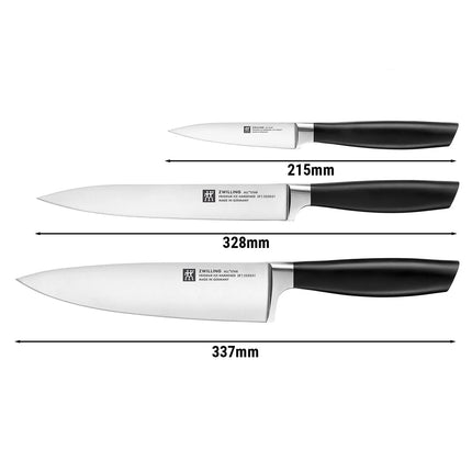 (3 pieces) ZWILLING | All Star Knife Set – Black Handle - FRIODUR Ice-Hardened - Made in Germany
